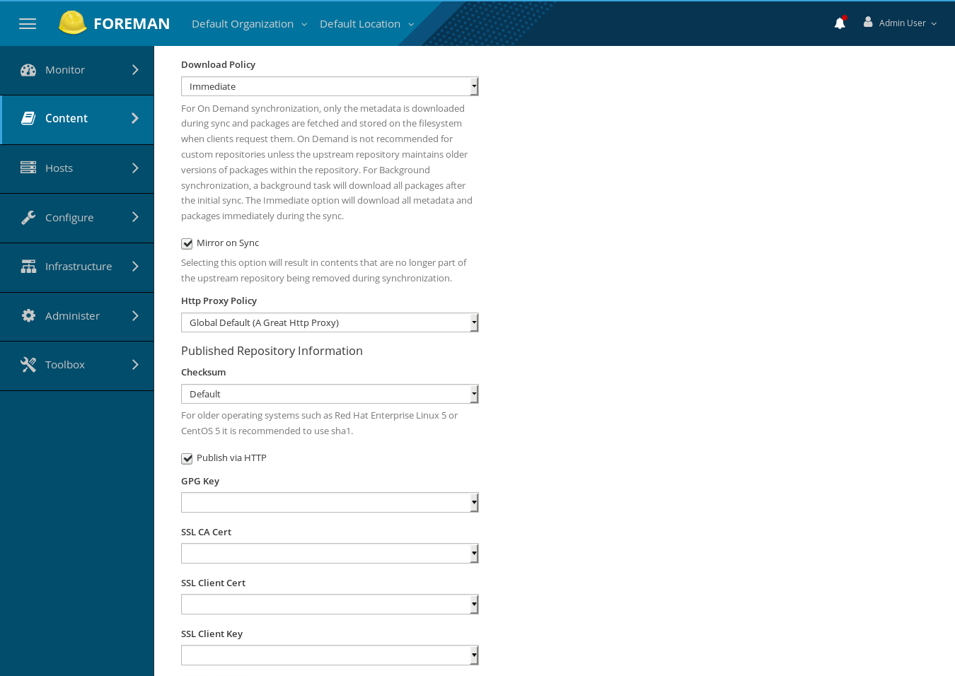 New repository HTTP proxy policy.